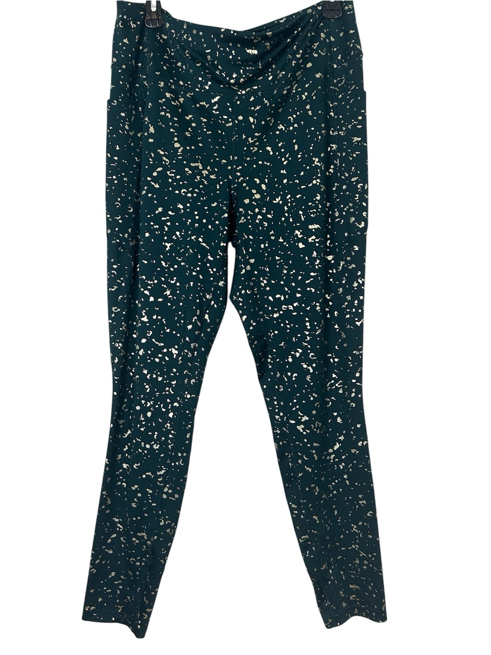 4/$25 tek gear Teal Leggings with gold Speckle Print